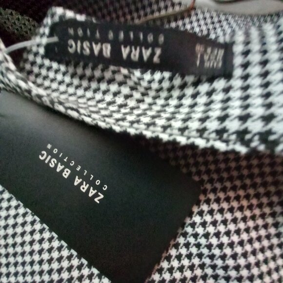 ZARA BLACK WHITE HOUNDSTOOTH DRESS NWT L - Picture 7 of 12